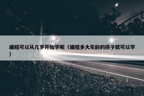 编程可以从几岁开始学呢（编程多大年龄的孩子就可以学）