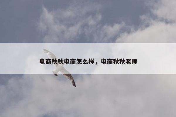 电商秋秋电商怎么样，电商秋秋老师