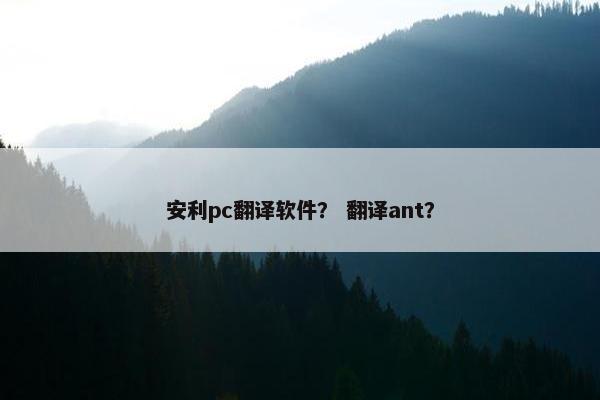 安利pc翻译软件？ 翻译ant？