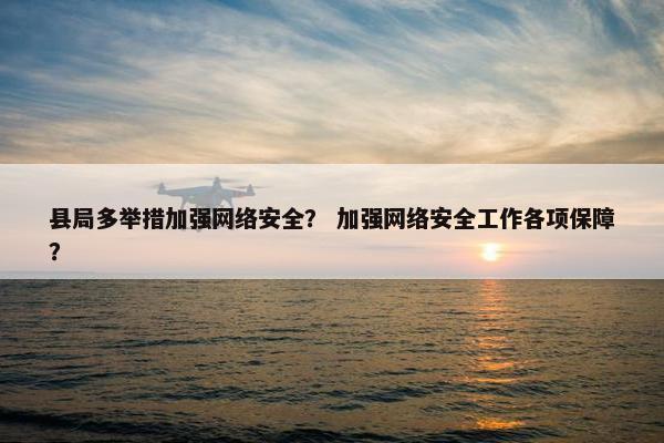 县局多举措加强网络安全？ 加强网络安全工作各项保障？