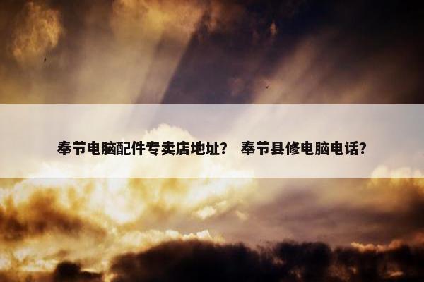 奉节电脑配件专卖店地址？ 奉节县修电脑电话？