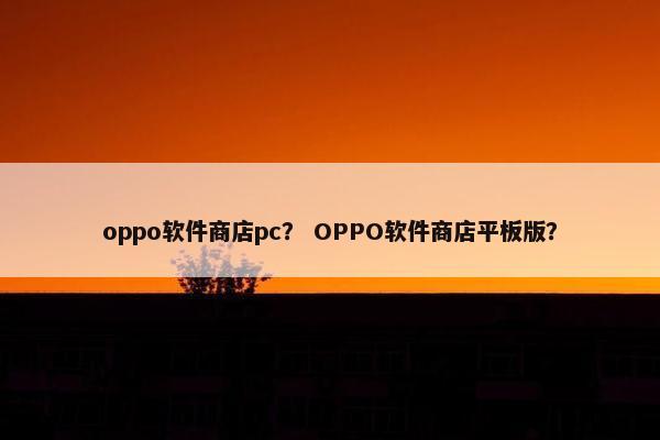 oppo软件商店pc？ OPPO软件商店平板版？