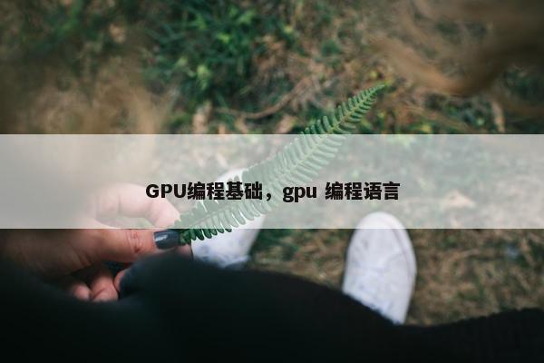 GPU编程基础，gpu 编程语言