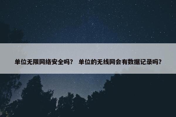 单位无限网络安全吗？ 单位的无线网会有数据记录吗？
