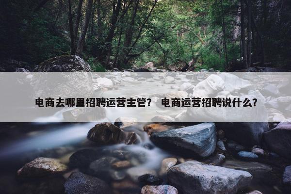 电商去哪里招聘运营主管？ 电商运营招聘说什么？