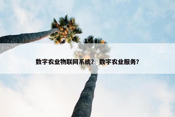 数字农业物联网系统？ 数字农业服务？