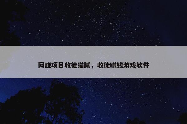 网赚项目收徒猫腻，收徒赚钱游戏软件