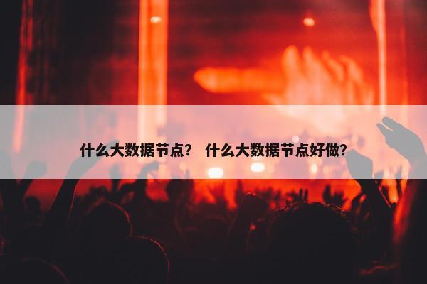 什么大数据节点？ 什么大数据节点好做？