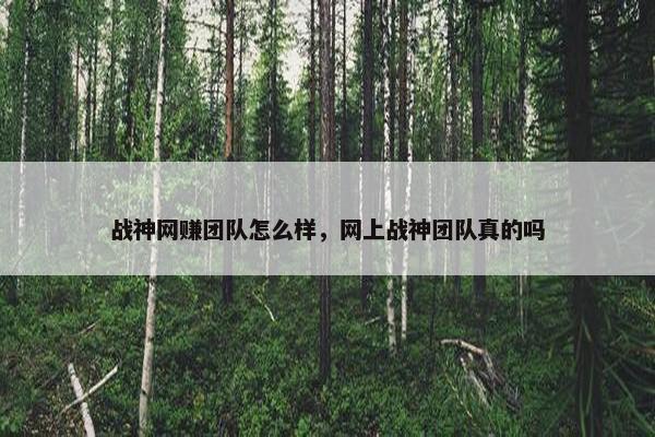战神网赚团队怎么样，网上战神团队真的吗