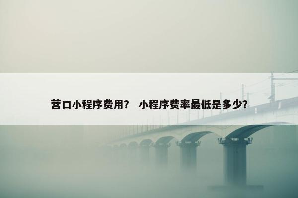 营口小程序费用？ 小程序费率最低是多少？
