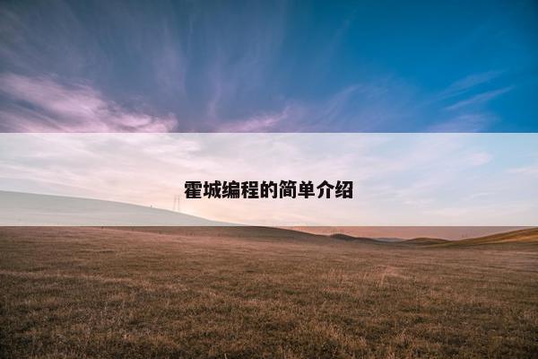 霍城编程的简单介绍