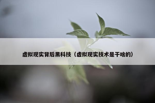 虚拟现实背后黑科技（虚拟现实技术是干啥的）