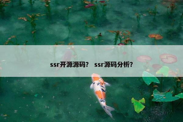 ssr开源源码？ ssr源码分析？