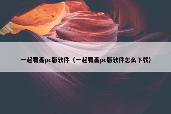 一起看番pc版软件（一起看番pc版软件怎么下载）