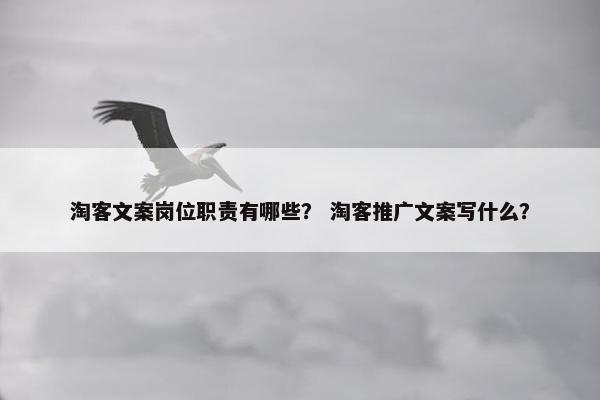 淘客文案岗位职责有哪些？ 淘客推广文案写什么？