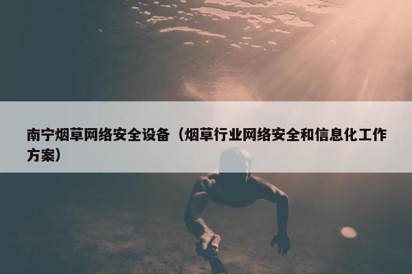 南宁烟草网络安全设备（烟草行业网络安全和信息化工作方案）