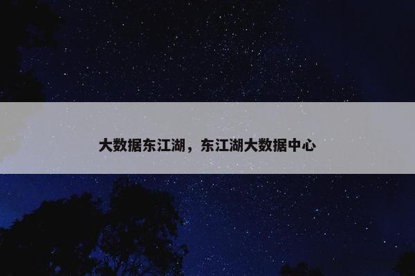 大数据东江湖，东江湖大数据中心