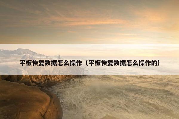平板恢复数据怎么操作（平板恢复数据怎么操作的）