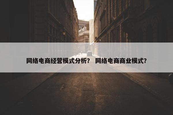 网络电商经营模式分析？ 网络电商商业模式？