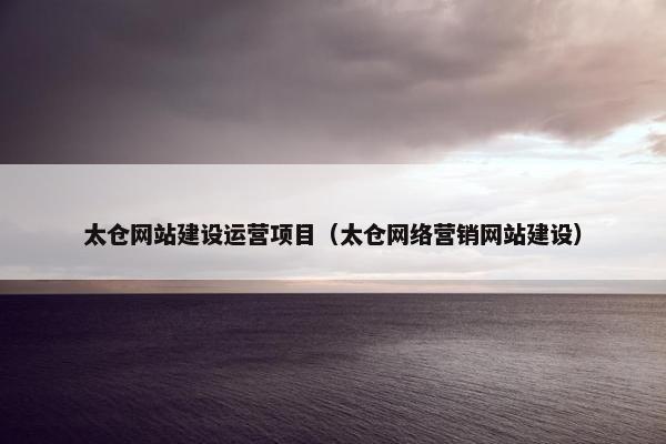 太仓网站建设运营项目（太仓网络营销网站建设）