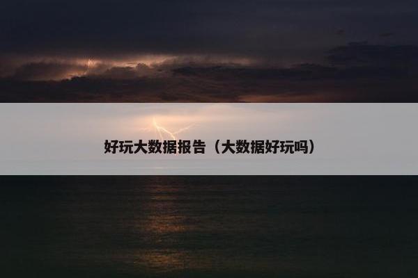 好玩大数据报告（大数据好玩吗）