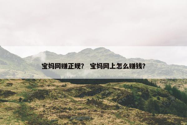 宝妈网赚正规？ 宝妈网上怎么赚钱？