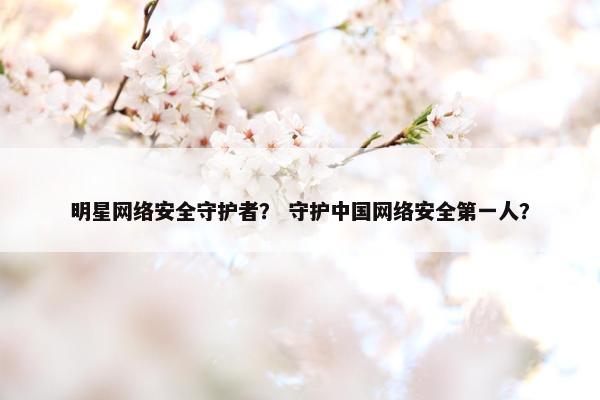 明星网络安全守护者？ 守护中国网络安全第一人？