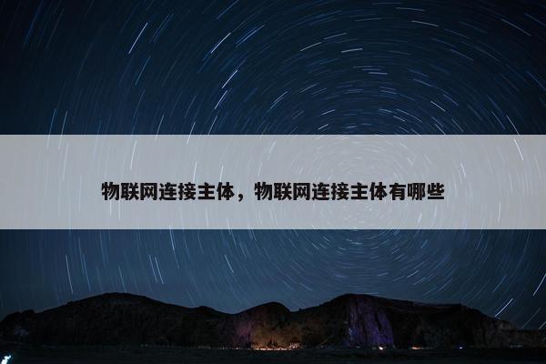 物联网连接主体，物联网连接主体有哪些