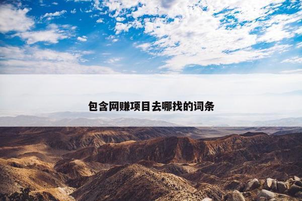 包含网赚项目去哪找的词条