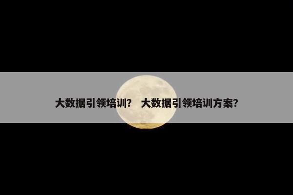 大数据引领培训？ 大数据引领培训方案？