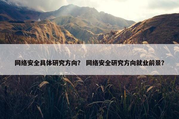 网络安全具体研究方向？ 网络安全研究方向就业前景？