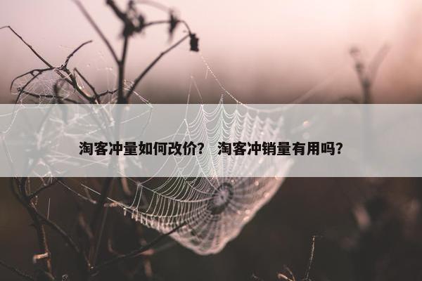 淘客冲量如何改价？ 淘客冲销量有用吗？