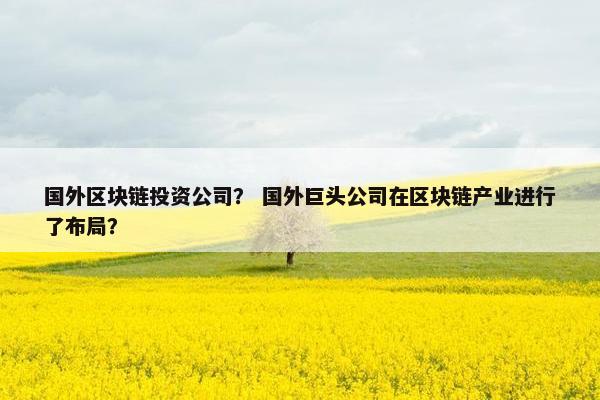 国外区块链投资公司？ 国外巨头公司在区块链产业进行了布局？