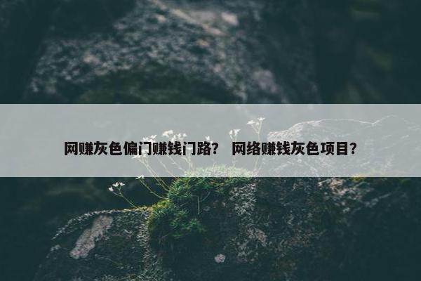 网赚灰色偏门赚钱门路？ 网络赚钱灰色项目？
