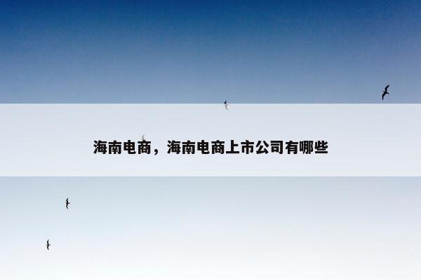 海南电商，海南电商上市公司有哪些