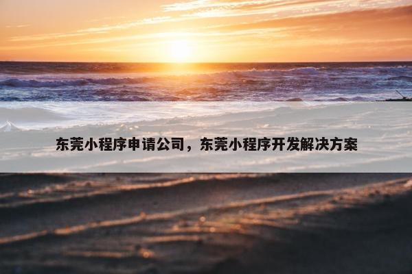 东莞小程序申请公司，东莞小程序开发解决方案