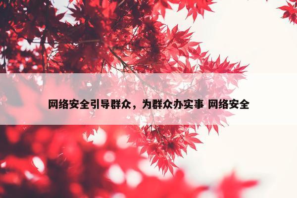 网络安全引导群众，为群众办实事 网络安全