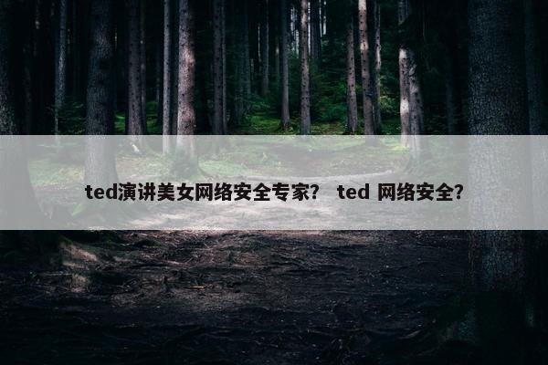 ted演讲美女网络安全专家？ ted 网络安全？