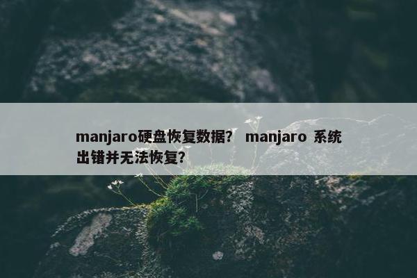manjaro硬盘恢复数据？ manjaro 系统出错并无法恢复？