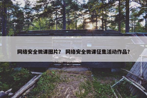 网络安全微课图片？ 网络安全微课征集活动作品？