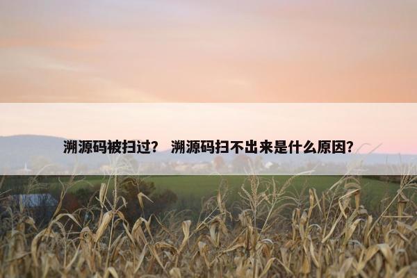 溯源码被扫过？ 溯源码扫不出来是什么原因？