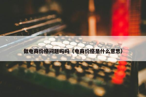 做电商价格问题吗吗（电商价格是什么意思）