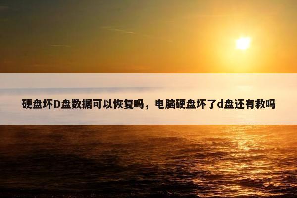 硬盘坏D盘数据可以恢复吗，电脑硬盘坏了d盘还有救吗