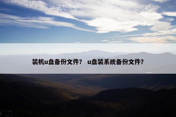 装机u盘备份文件？ u盘装系统备份文件？