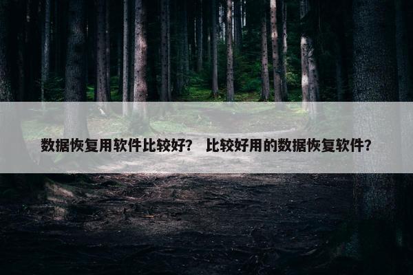 数据恢复用软件比较好？ 比较好用的数据恢复软件？