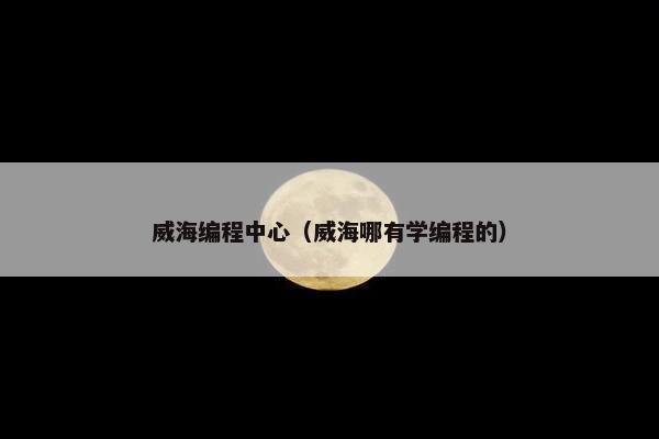威海编程中心（威海哪有学编程的）