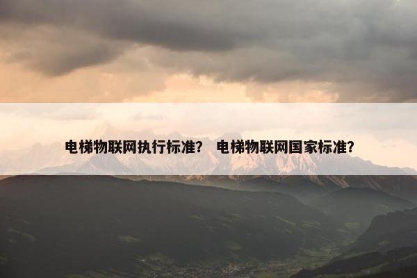 电梯物联网执行标准？ 电梯物联网国家标准？